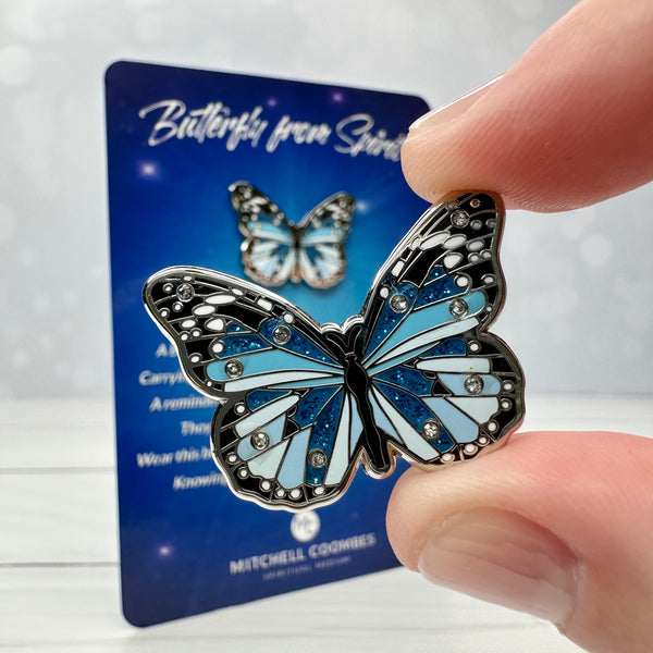 Load image into Gallery viewer, Blue/Silver - Butterfly from Spirit Lapel Pin