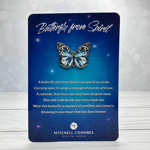 Load image into Gallery viewer, Blue/Silver - Butterfly from Spirit Lapel Pin
